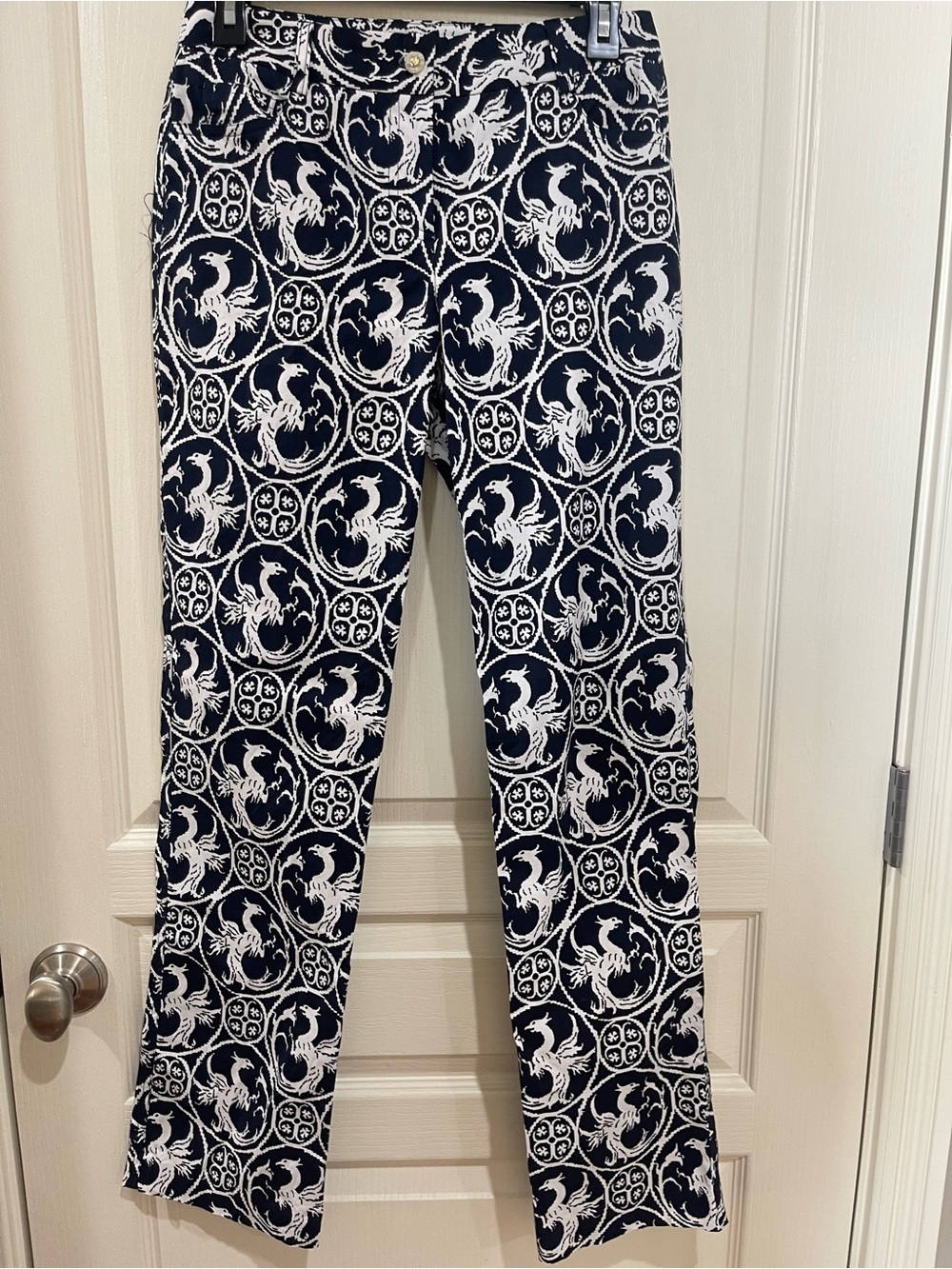 Women’s Navy & White Printed Pants